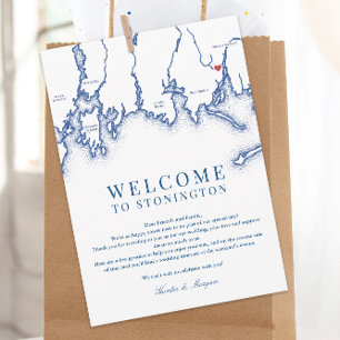 Cartão De Agradecimento Stonington CT Map Weding Carta Marinho Azul