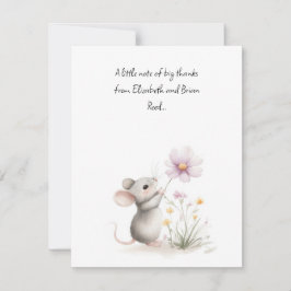 Cartão De Agradecimento Storybook Mouse Picking a Pink Wildflower