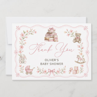 Cartão De Agradecimento Storybook Nursery Floral Baby Shower