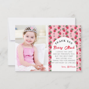 Cartão De Agradecimento Strawberry Berry Much Girl Birthday com foto