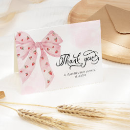 Cartão De Agradecimento Strawberry Berry Sweet Cute Pink Arco Obrigado