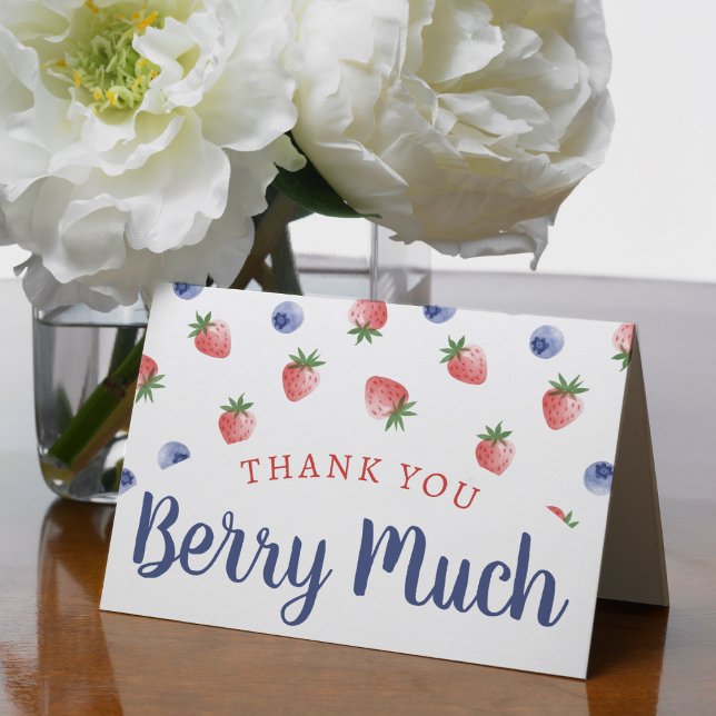 Cartão De Agradecimento Strawberry Blueberry do primeiro aniversario Berry (Berry 1st Birthday Party Strawberry Blueberry Thank You Card
)