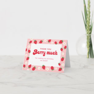 Cartão De Agradecimento Strawberry Daisy Birthday Obrigado