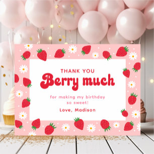 Cartão De Agradecimento Strawberry Daisy Birthday Obrigado
