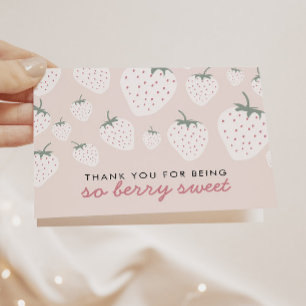 Cartão De Agradecimento Strawberry Fields Berry Sweet Pink Girl