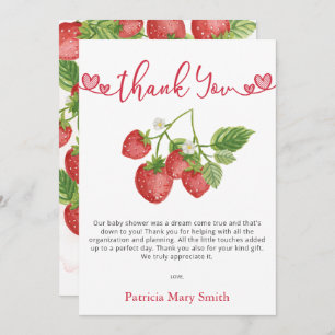 Cartão De Agradecimento Strawberry Summer Berry Sweet Chá de fraldas