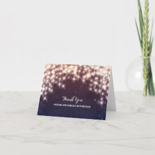 Cartão De Agradecimento String Lights Marinho Casamento Obrigado