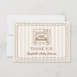 Cartão De Agradecimento Stripe Bun in the Oven Baby Shower Thank you Card