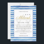 CARTÃO DE AGRADECIMENTO STRIPES DE ÁGUA DE INDIGO AZUL MITZVAH BAR BAT<br><div class="desc">Se precisar de mais alguma personalização,  por favor,  sinta-se à vontade para me enviar uma mensagem em yellowfebstudio@gmail.com.</div>