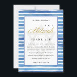 CARTÃO DE AGRADECIMENTO STRIPES DE ÁGUA DE INDIGO AZUL MITZVAH BAR BAT<br><div class="desc">Se precisar de mais alguma personalização,  por favor,  sinta-se à vontade para me enviar uma mensagem em yellowfebstudio@gmail.com.</div>