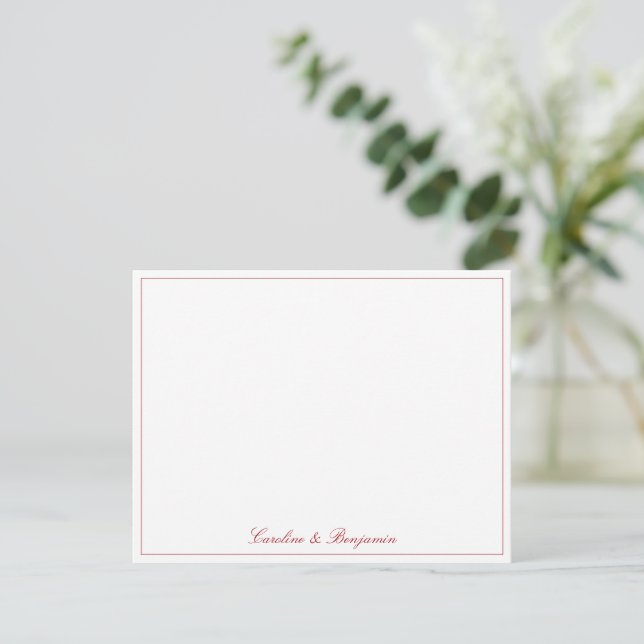 Cartão De Agradecimento Stylish Classic Script Elegant Wedding Custom Red (Em pé/Frente)