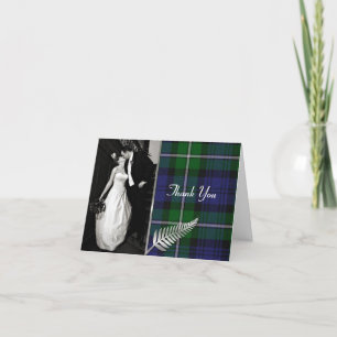 Cartão De Agradecimento Stylish Forbes Plaid Photo Thank You Card