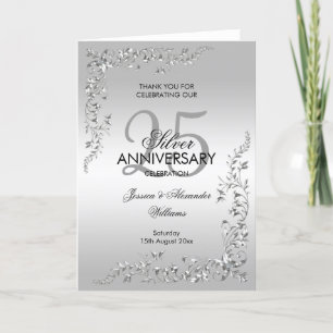 Cartão De Agradecimento Stylish Silver Decoration Silver Anniversary