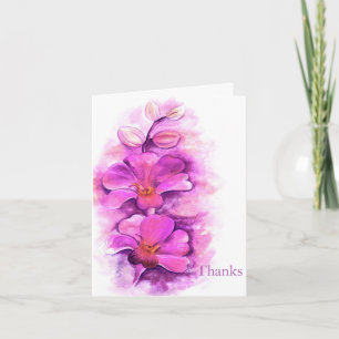 Cartão De Agradecimento Stylized orchid purple pink wedding thank you card