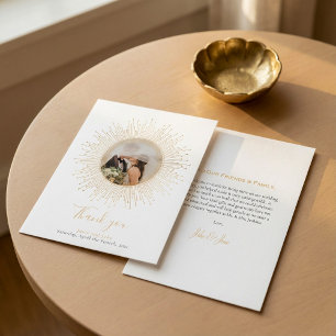 Cartão De Agradecimento Sua foto, vintage ouro, bonito casamento
