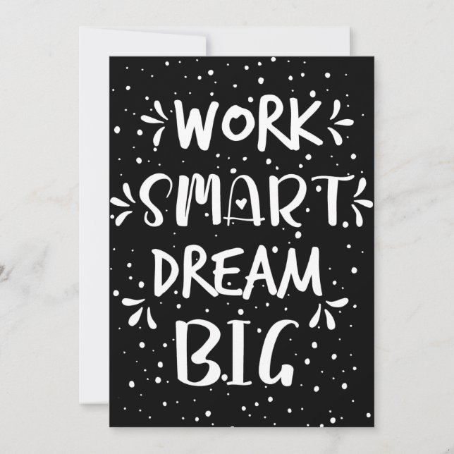 Cartão De Agradecimento Success Quote Work Smart Dream Big (Frente)