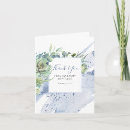 Cartão De Agradecimento Succulent Greenery Dusty Blue Obrigado