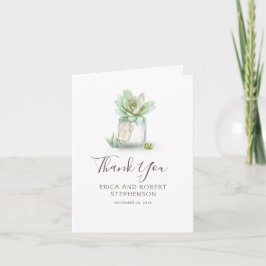 Cartão De Agradecimento Succult Mason Jar Greenery Rustic Obrigado