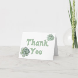 Cartão De Agradecimento Suculenta Aquarela Verde Menta Obrigada Floral