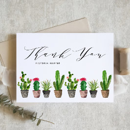 Cartão De Agradecimento Suculentas e Cactus em Vasos Boho para Formatura