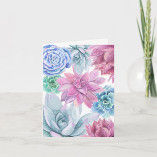 Cartão De Agradecimento Suculentas Moderno Chic Floral Branco Chic Obrigad