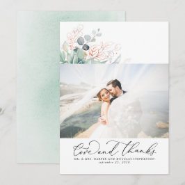 Cartão De Agradecimento Suculentos Casamento Elegante Verde Obrigado