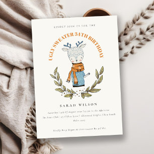 Cartão De Agradecimento Suéter Feio Bonito Qualquer Aniversário De Idade C