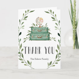 Cartão De Agradecimento Suitcase Rustic Greenery Adventure Chá de fraldas 