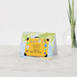 Cartão De Agradecimento Suitcase World Viagem Themed Bar Bat Mitzvah
