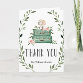 Cartão De Agradecimento Suitcases Rustic Greenery Adventure Chá de fraldas