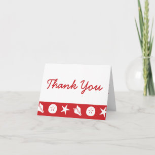 Cartão De Agradecimento Summer Seashells in Cherry Thank You Card