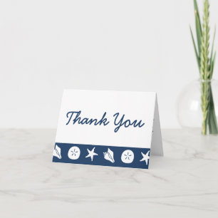 Cartão De Agradecimento Summer Seashells in Navy Thank You Card
