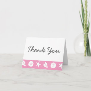 Cartão De Agradecimento Summer Seashells in Petal Pink Thank You Card