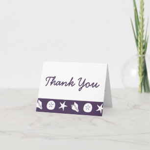 Cartão De Agradecimento Summer Seashells in Purple Thank You Card