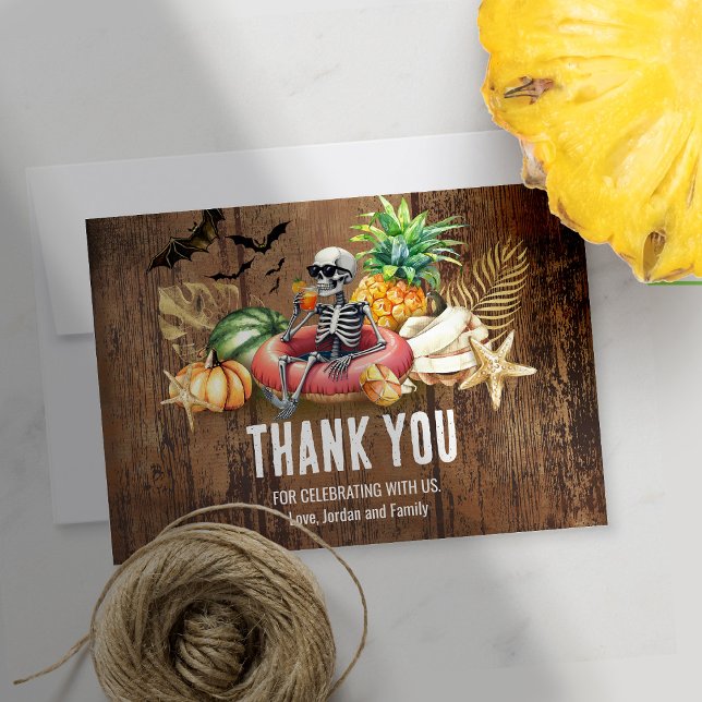 Cartão De Agradecimento Summerween Birthday Party Summer and Halloween (Criador carregado)