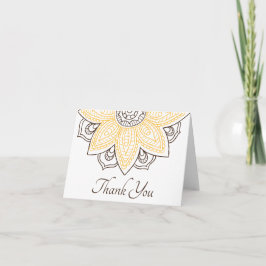 Cartão De Agradecimento Sunflower Mandala Amarelo | Personalizado