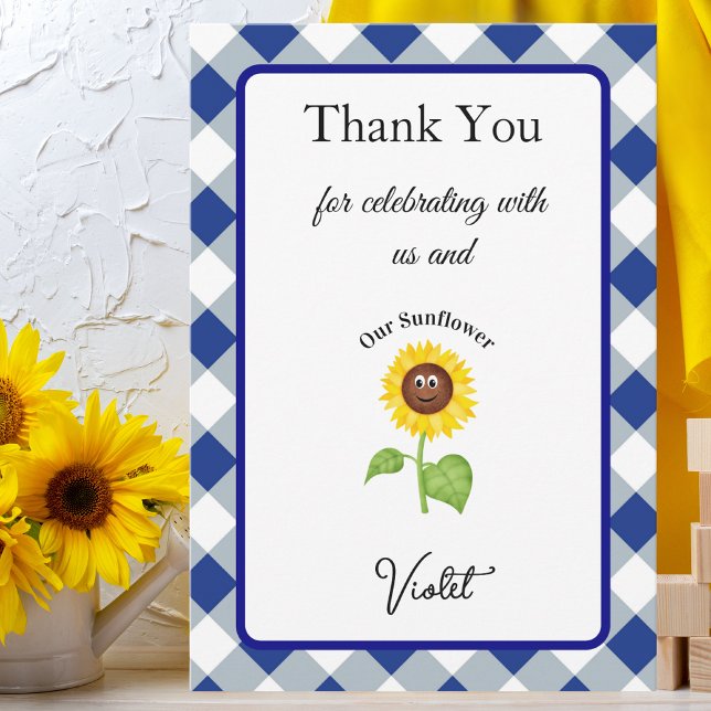 Cartão De Agradecimento Sunflower Thank You Card Kids Birthday  (Sunflower Collection)