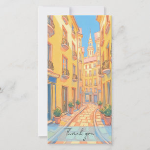 Cartão De Agradecimento Sunny European Street Cozy Architecture Viagem Art
