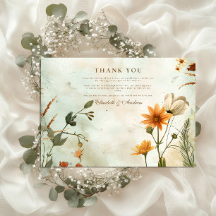 Cartão De Agradecimento Sunset Meadow Wildflower Wedding