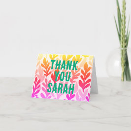 Cartão De Agradecimento sunset natural folha ombre padrão