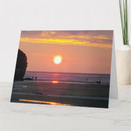 Cartão De Agradecimento Sunset, Perranporth Beach, Cornwall. Julho de 2019