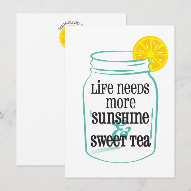 Cartão De Agradecimento Sunshine Sweet Tea Southern Mason Jar Lemon Teal (Frente/Verso)