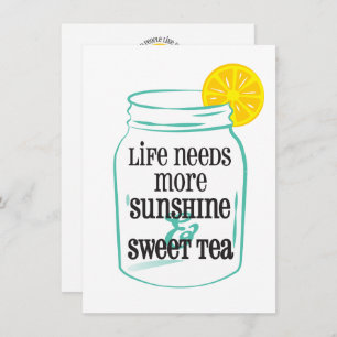 Cartão De Agradecimento Sunshine Sweet Tea Southern Mason Jar Lemon Teal
