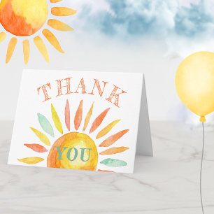 Cartão De Agradecimento Sunshine Watercolor Sun Summer Obrigado A Dar-Lhe 