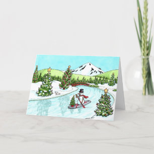 Cartão De Agradecimento SUP Snowman Christmas Card