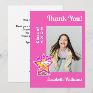 Cartão De Agradecimento Super Formando de Graduação Moderno - Rosa Editáve