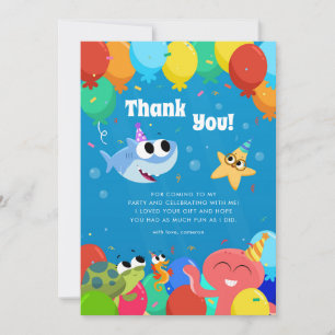 Cartão De Agradecimento Super Simples Finny The Shark Ballons Aniversári