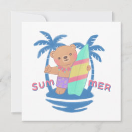 Cartão De Agradecimento Surfista de Urso de Teddy Summer no Havaí