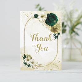 Cartão De Agradecimento Surpreendente flor esmeralda de ouro de marfim ver