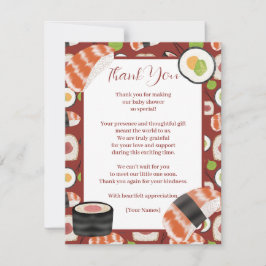 Cartão De Agradecimento Sushi Chá de fraldas neutro